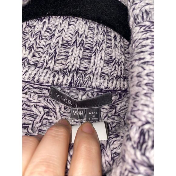 VINCE Stripe Turtleneck Chunky Knit Purple Wool Sweater, Sz Medium, MP $140 - Picture 4 of 9